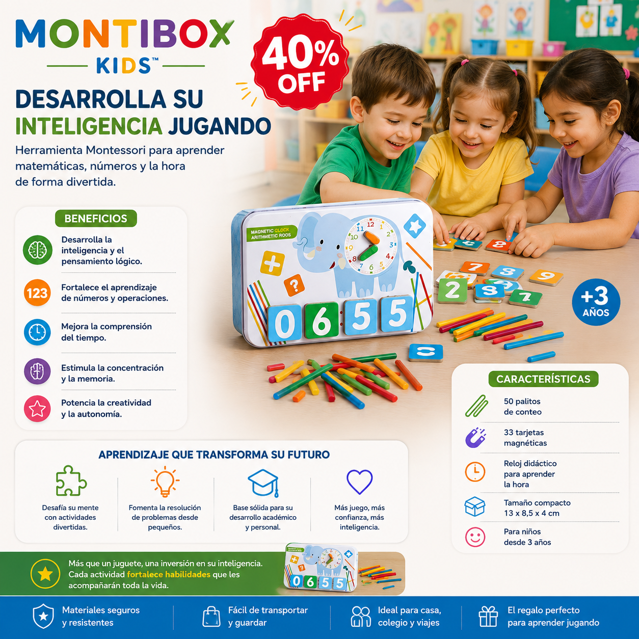 MONTIBOX KIDS™ Aprendizaje preescolar Montessori