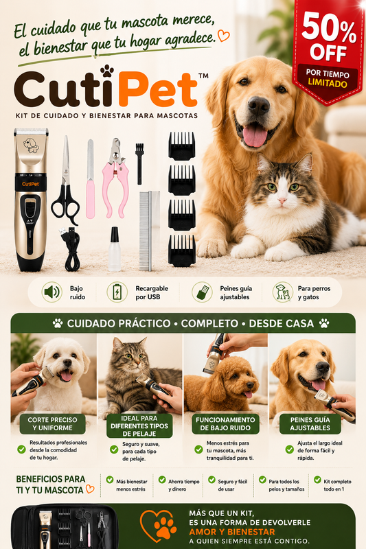 CutiPet™  Kit de Cuidado y Bienestar para Mascotas