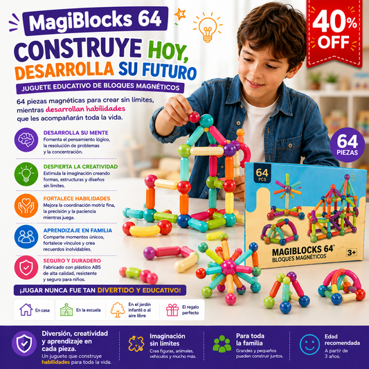 MagiBlocks 64  Bloques Magnéticos Educativos