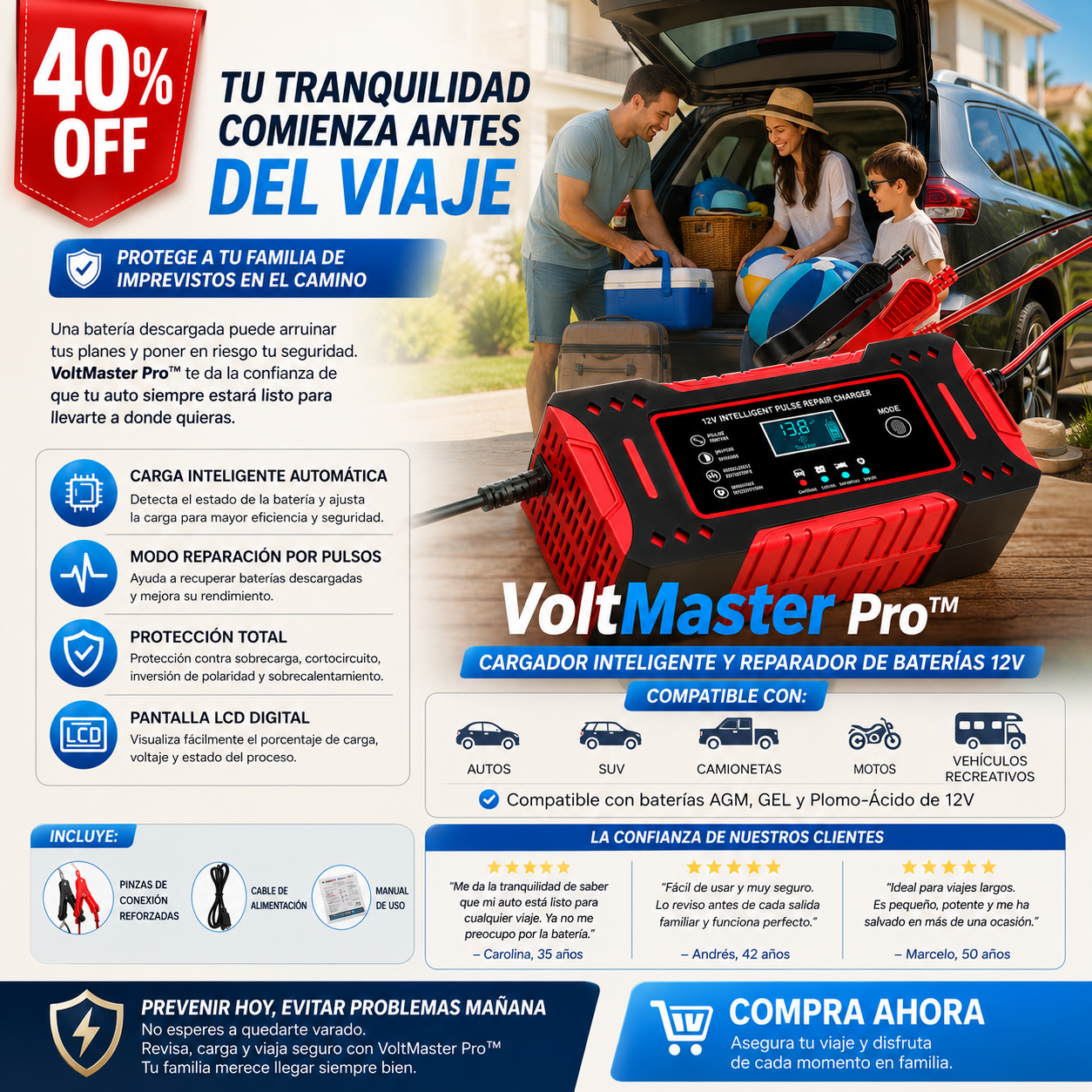 VoltMaster Pro  CARGADOR REPARADOR DE BATERIAS PARA AUTO