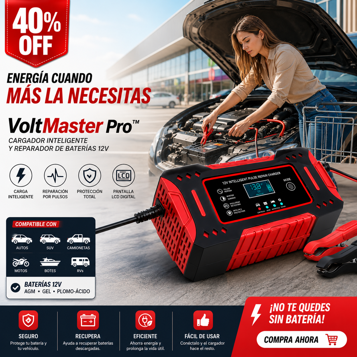 VoltMaster Pro  CARGADOR REPARADOR DE BATERIAS PARA AUTO