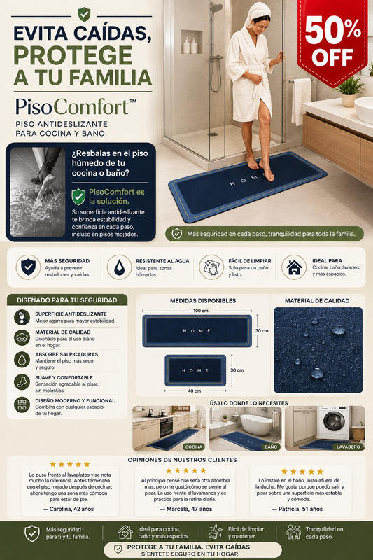 PisoComfort™ Piso Antideslizante para Cocina y Baño (Pack 2 Piezas)