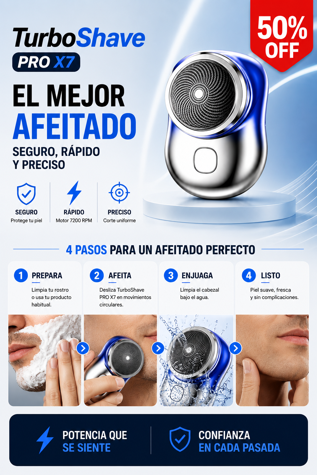 TurboShave PRO X7 Mini Afeitadora Recargable